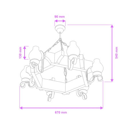 Brilagi - Żyrandol na łańcuchu QUEEN 6xE14/40W/230V buk/orzech