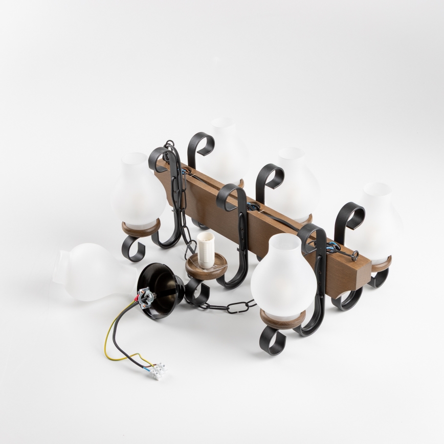 Brilagi - Żyrandol na łańcuchu QUEEN 6xE14/40W/230V buk/orzech