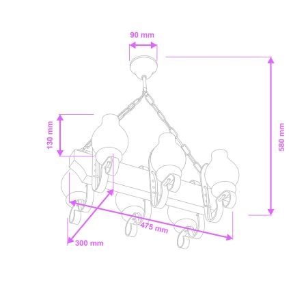 Brilagi - Żyrandol na łańcuchu QUEEN 6xE14/40W/230V buk/orzech