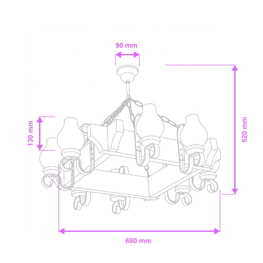 Brilagi - Żyrandol na łańcuchu QUEEN 8xE14/40W/230V buk