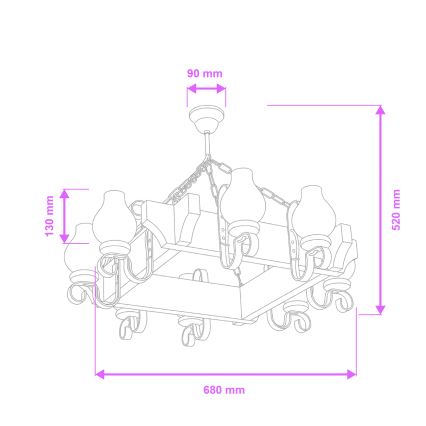 Brilagi - Żyrandol na łańcuchu QUEEN 8xE14/40W/230V buk/kremowy