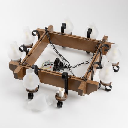 Brilagi - Żyrandol na łańcuchu QUEEN 8xE14/40W/230V buk/orzech