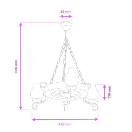 Brilagi - Żyrandol na łańcuchu ROATA 3xE14/40W/230V buk