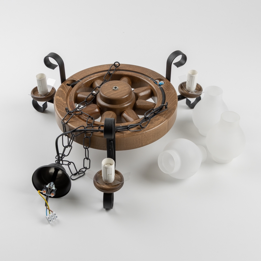 Brilagi - Żyrandol na łańcuchu ROATA 3xE14/40W/230V buk/orzech