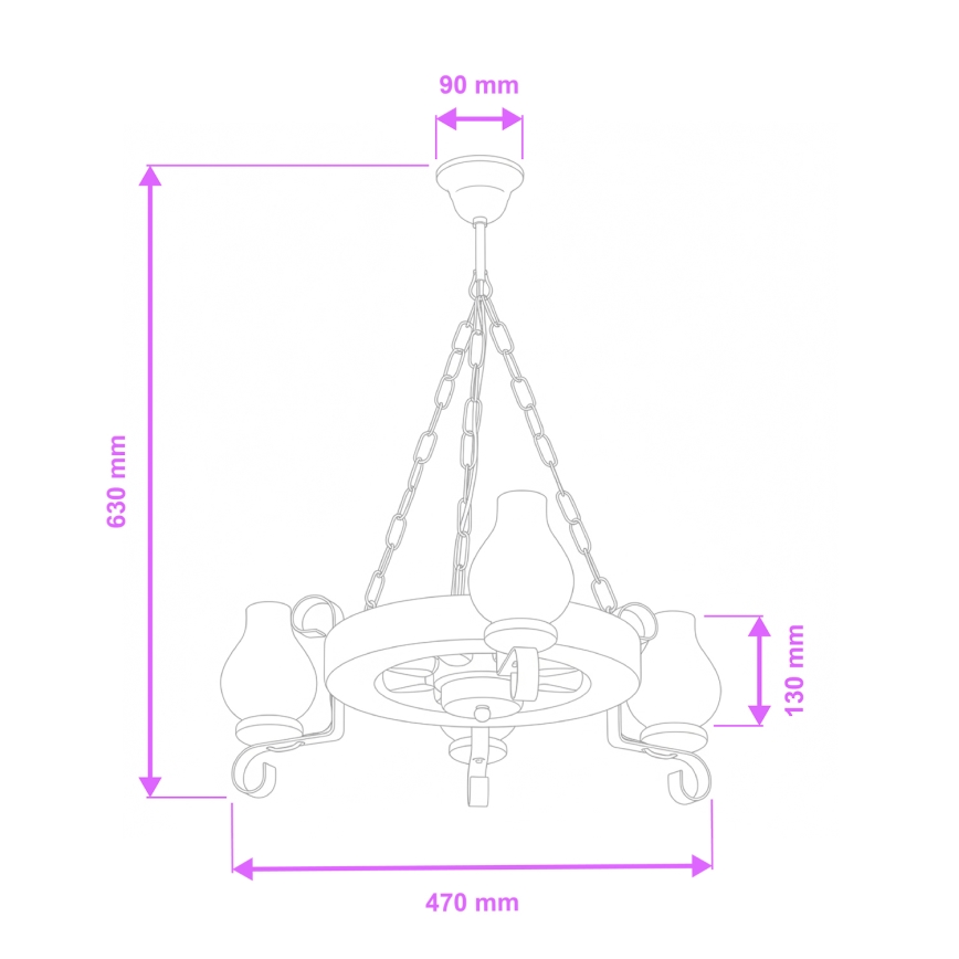 Brilagi - Żyrandol na łańcuchu ROATA 3xE14/40W/230V buk/orzech