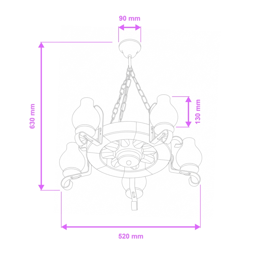 Brilagi - Żyrandol na łańcuchu ROATA 5xE14/40W/230V śr. 50 cm buk
