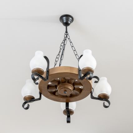 Brilagi - Żyrandol na łańcuchu ROATA 5xE14/40W/230V śr. 50 cm buk/orzech