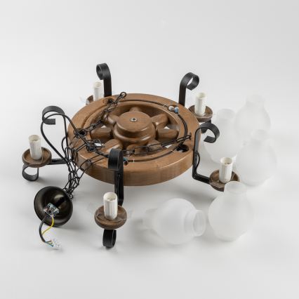 Brilagi - Żyrandol na łańcuchu ROATA 5xE14/40W/230V śr. 50 cm buk/orzech