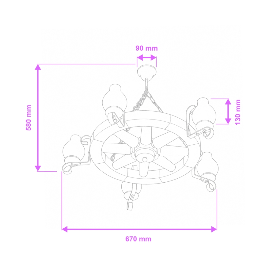 Brilagi - Żyrandol na łańcuchu ROATA 5xE14/40W/230V śr. 70 cm buk