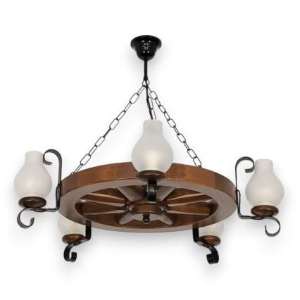 Brilagi - Żyrandol na łańcuchu ROATA 5xE14/40W/230V, średnica 70 cm, buk/orzech