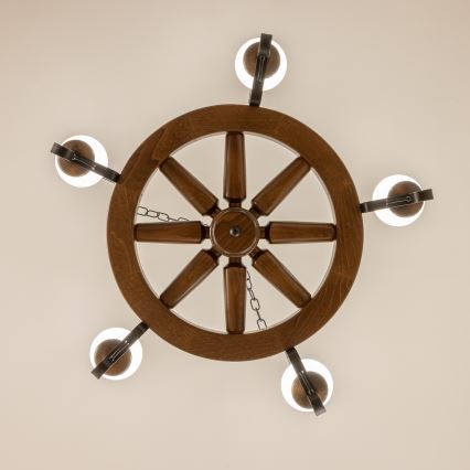 Brilagi - Żyrandol na łańcuchu ROATA 5xE14/40W/230V, średnica 70 cm, buk/orzech