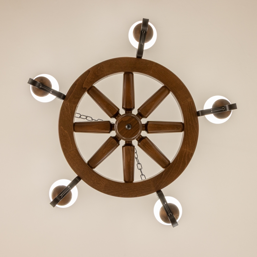 Brilagi - Żyrandol na łańcuchu ROATA 5xE14/40W/230V, średnica 70 cm, buk/orzech