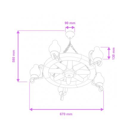 Brilagi - Żyrandol na łańcuchu ROATA 5xE14/40W/230V, średnica 70 cm, buk/orzech