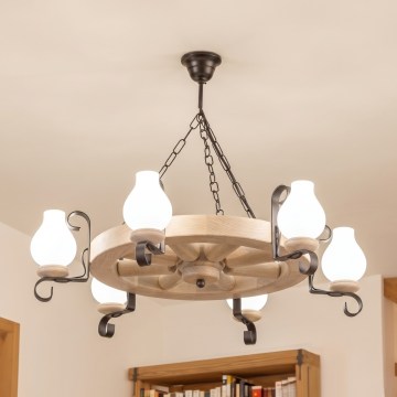 Brilagi - Żyrandol na łańcuchu ROATA 6xE14/40W/230V dąb