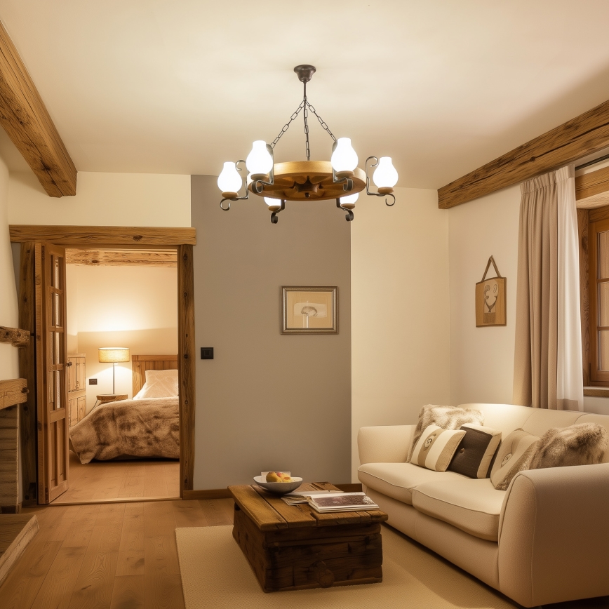 Brilagi - Żyrandol na łańcuchu ROATA 6xE14/40W/230V śr. 70 cm buk