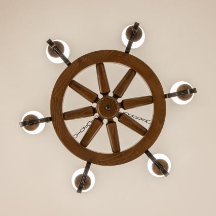 Brilagi - Żyrandol na łańcuchu ROATA 6xE14/40W/230V Ø 70 cm buk/orzech