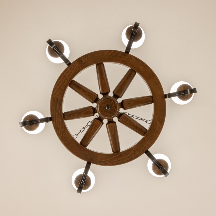 Brilagi - Żyrandol na łańcuchu ROATA 6xE14/40W/230V Ø 70 cm buk/orzech