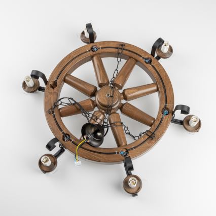 Brilagi - Żyrandol na łańcuchu ROATA 6xE14/40W/230V Ø 70 cm buk/orzech