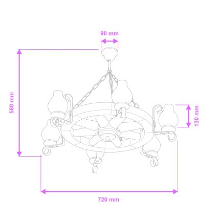 Brilagi - Żyrandol na łańcuchu ROATA 6xE14/40W/230V Ø 70 cm buk/orzech