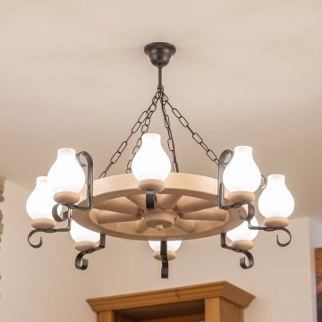Brilagi - Żyrandol na łańcuchu ROATA 8xE14/40W/230V dąb