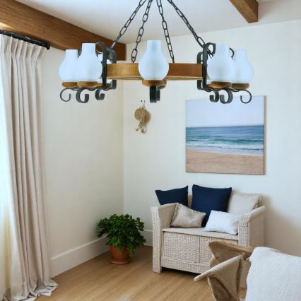 Brilagi - Żyrandol na łańcuchu ROATA 8xE14/40W/230V śr. 70 cm buk