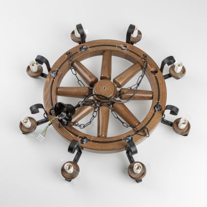 Brilagi - Żyrandol na łańcuchu ROATA 8xE14/40W/230V, średnica 70 cm, buk/orzech