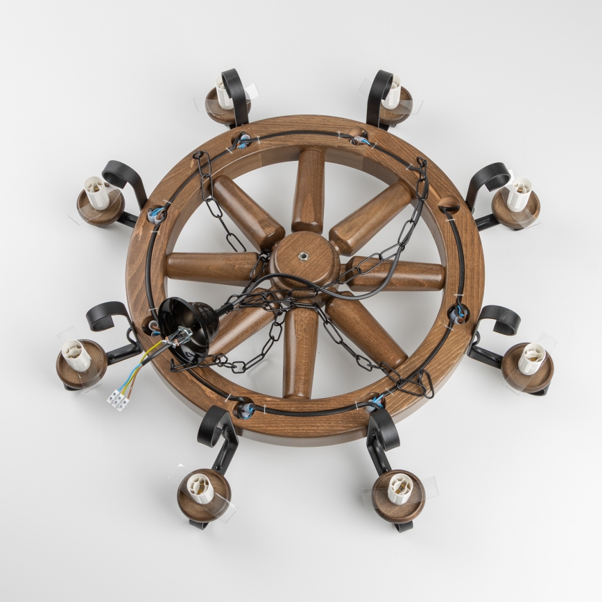 Brilagi - Żyrandol na łańcuchu ROATA 8xE14/40W/230V, średnica 70 cm, buk/orzech