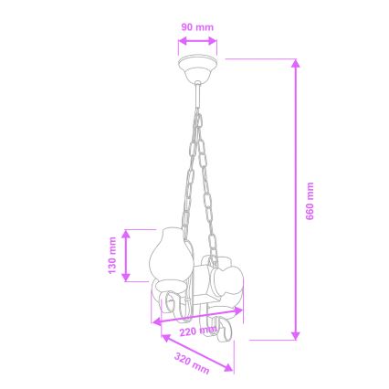 Brilagi - Żyrandol na łańcuchu RUSTIC 2xE14/40W/230V buk