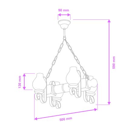 Brilagi - Żyrandol na łańcuchu RUSTIC 4xE14/40W/230V buk