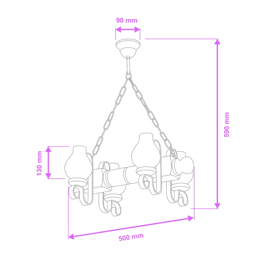 Brilagi - Żyrandol na łańcuchu RUSTIC 4xE14/40W/230V buk