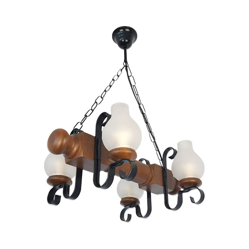 Brilagi - Żyrandol na łańcuchu RUSTIC 4xE14/40W/230V buk/orzech