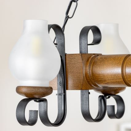 Brilagi - Żyrandol na łańcuchu RUSTIC 4xE14/40W/230V buk/orzech