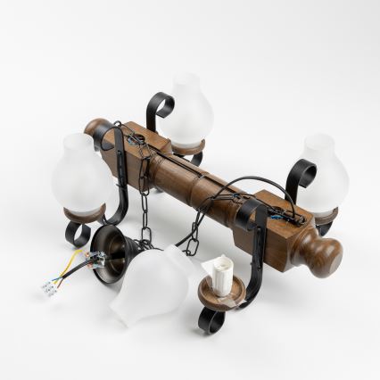 Brilagi - Żyrandol na łańcuchu RUSTIC 4xE14/40W/230V buk/orzech