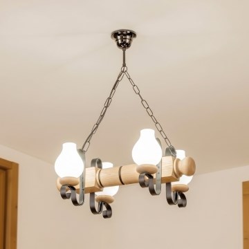 Brilagi - Żyrandol na łańcuchu RUSTIC 4xE14/40W/230V dąb