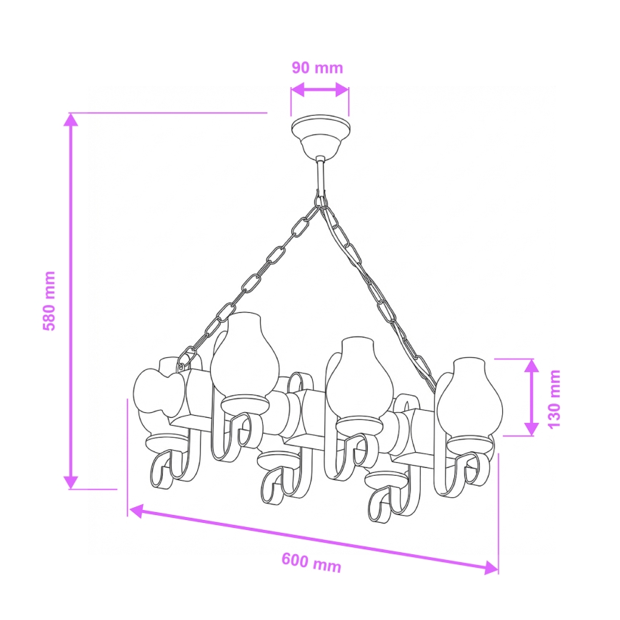 Brilagi - Żyrandol na łańcuchu RUSTIC 6xE14/40W/230V buk