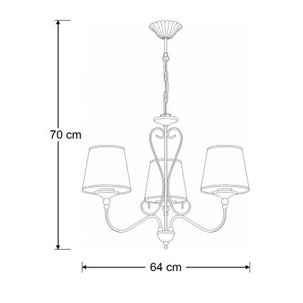 Brilagi - Żyrandol na łańcuchu SONIA 3xE27/15W/230V śr. 64 cm kremowy/patina