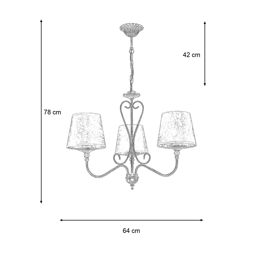 Brilagi - Żyrandol na łańcuchu SONIA 3xE27/15W/230V śr. 64 cm kremowy/patina