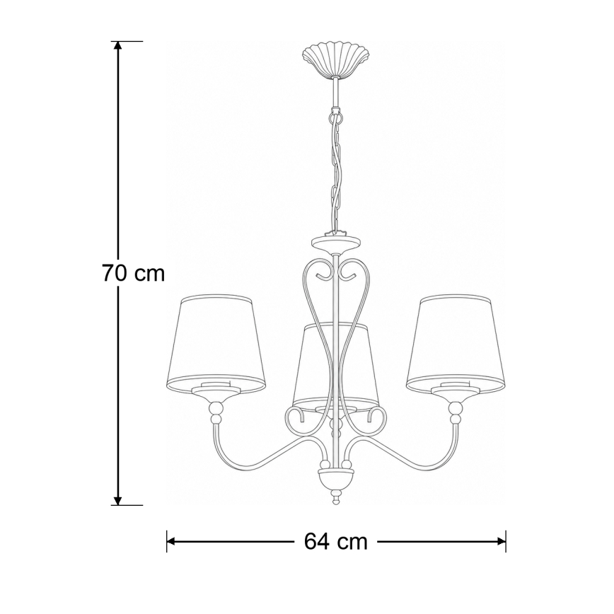 Brilagi - Żyrandol na łańcuchu SONIA 3xE27/15W/230V śr. 64 cm kremowy/patina