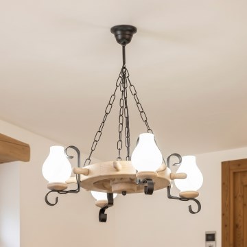 Brilagi - Żyrandol na łańcuchu TIMONA 4xE14/40W/230V dąb