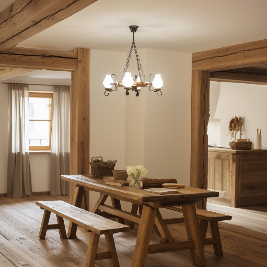 Brilagi - Żyrandol na łańcuchu TIMONA 4xE14/40W/230V śr. 50 cm buk