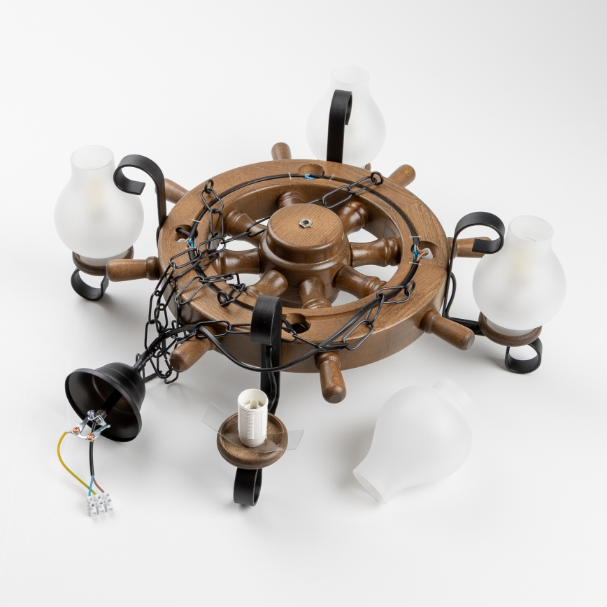 Brilagi - Żyrandol na łańcuchu TIMONA 4xE14/40W/230V Ø 50 cm buk/orzech