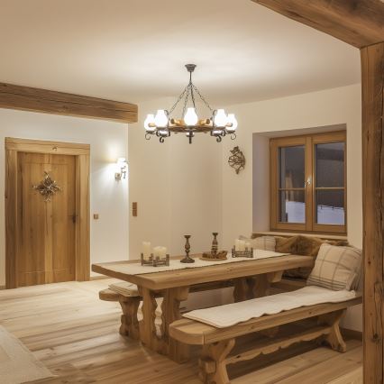 Brilagi - Żyrandol na łańcuchu TIMONA 8xE14/40W/230V śr. 70 cm buk/orzech