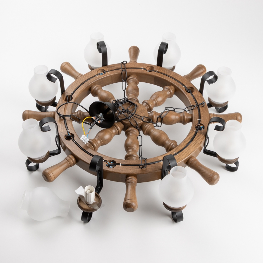 Brilagi - Żyrandol na łańcuchu TIMONA 8xE14/40W/230V śr. 70 cm buk/orzech