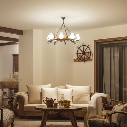 Brilagi - Żyrandol na łańcuchu TIMONA 8xE14/40W/230V śr. 70 cm bukowy