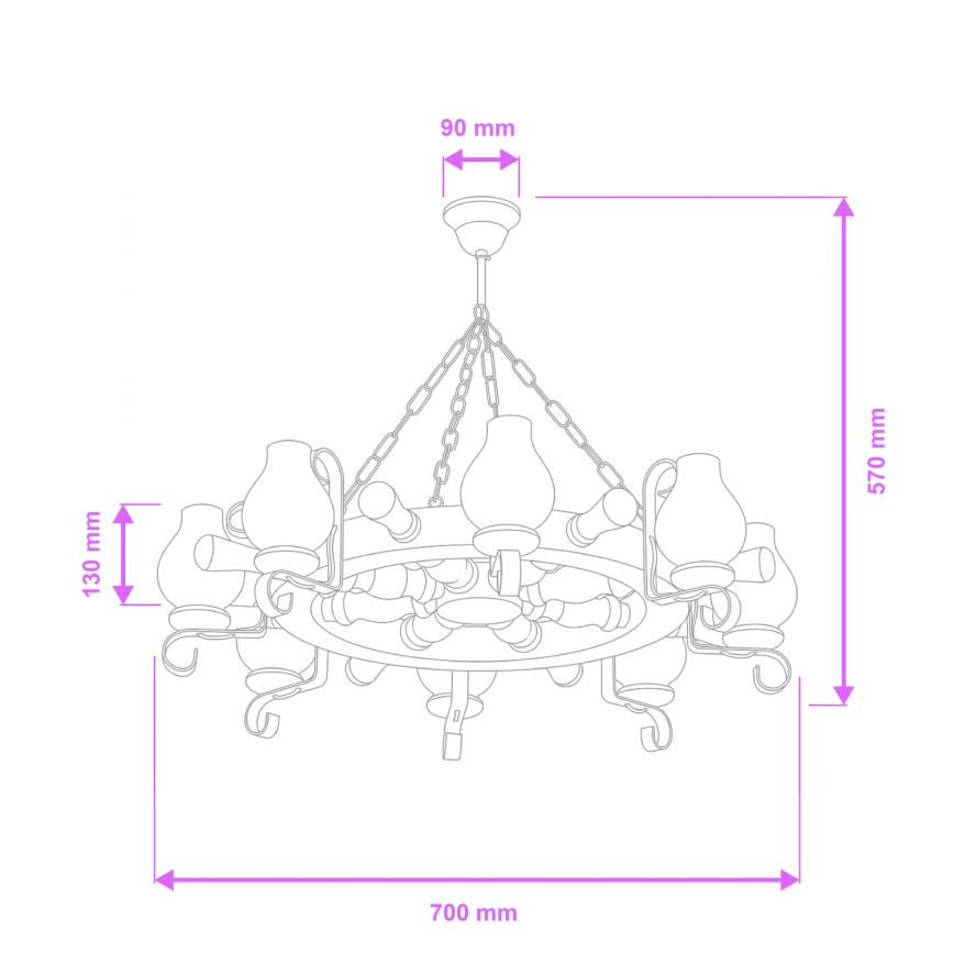 Brilagi - Żyrandol na łańcuchu TIMONA 8xE14/40W/230V śr. 70 cm bukowy