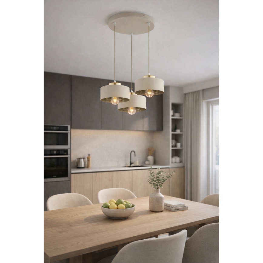 Brilagi - Żyrandol na lince 3xE27/60W/230V beżowy/złoty
