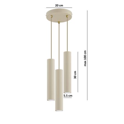 Brilagi - Żyrandol na lince 3xGU10/15W/230V beżowy/złoty