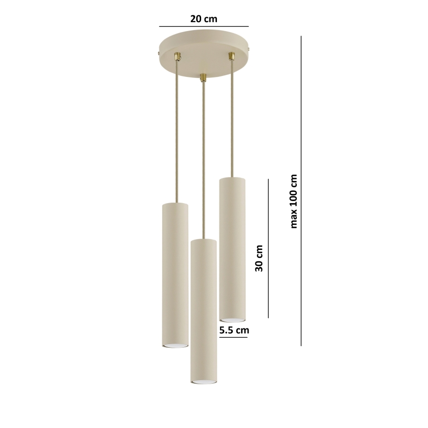 Brilagi - Żyrandol na lince 3xGU10/15W/230V beżowy/złoty