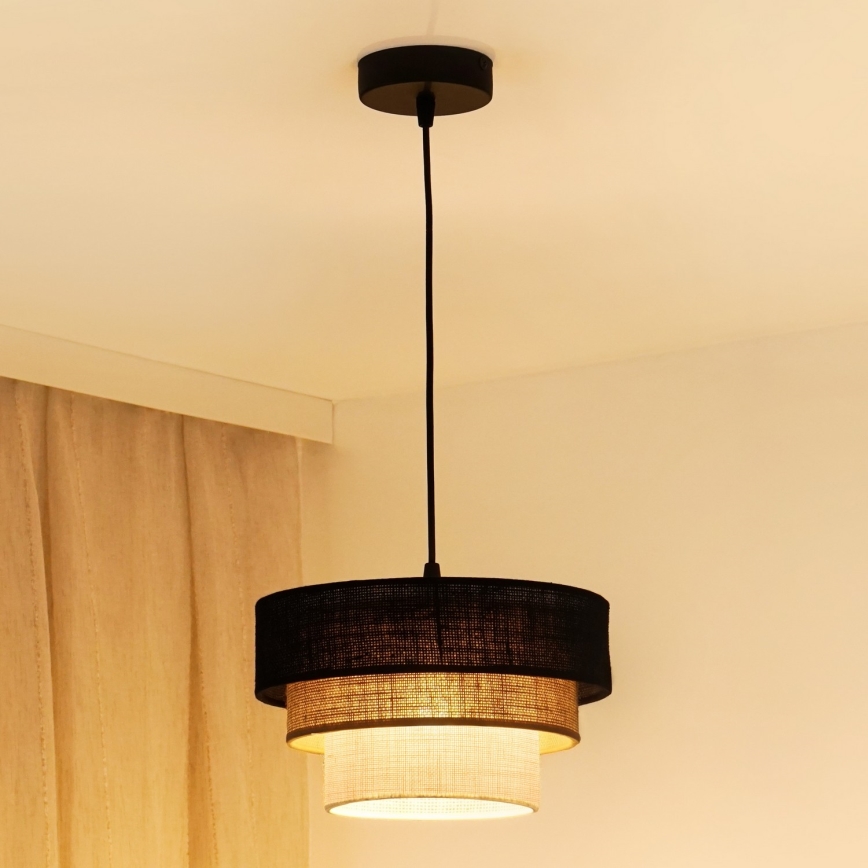 Brilagi - Żyrandol na lince ASPEN LUNETA 1xE27/15W/230V śr. 25 cm czarny/beżowy/kremowy