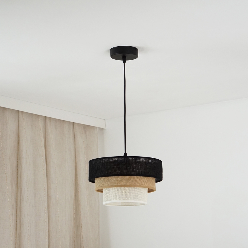 Brilagi - Żyrandol na lince ASPEN LUNETA 1xE27/15W/230V śr. 25 cm czarny/beżowy/kremowy